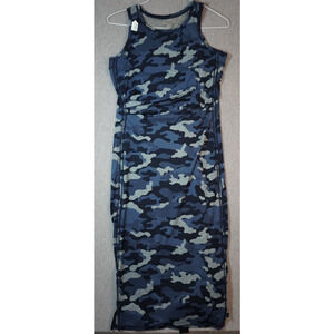 Zuda Ladies blue camo spandex Maxi dress Sz M 35" chest